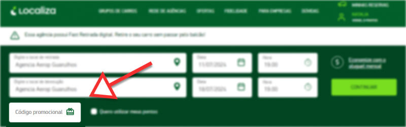 Tutorial como usar cupom Localiza